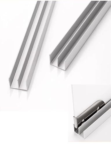 Acrylic Glass Track Aluminum Alloy Sliding Door Track Set Double Track Door Sliding Moving Track Glass Sliding Door(150cm/59in)