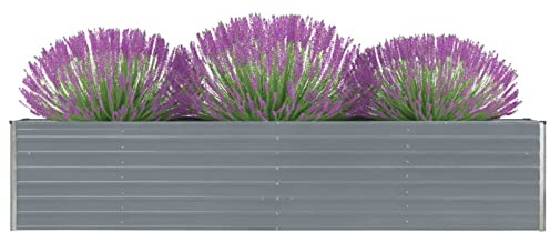IKAYAA Hochbeet Metall 320 x 40 x 45 cm, Gemüsebeet, Pflanzkasten Outdoor, Blumenkasten, Garten Pflanzkasten Hoch, Blumenbeet, Hochbeete für Garten aus Stahl, Gartenbeet für Garten Grau