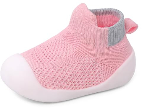 LACOFIA Scarpe Primi Passi Bambino Scarpe Calzino Traspiranti Neonato con Antiscivolo Suola in Gomma