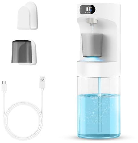 Dalugo Automatischer Mundwasser Spender für Badezimmer, 600ml Berührungslos Wandbefestigung Mundspülung Spender Elektrisch mit 2 Magnetbechern, Weiß Mouthwash Dispenser für Kinder und Erwachsene