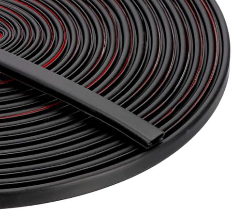 PATIKIL 49 Feet Rubber Weather Stripping Door Seal Strip, 2 Roll Self-Adhesive Door Insulation Weather Strip Soundproofing D Shape Seal for Frame Large Gap, Black