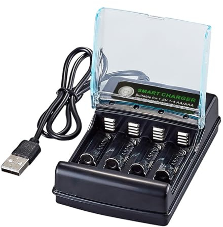 MISUVRSE batteria alcalina 1.5V che carica scatola con 4 slot e caratteristiche di carico indipendente