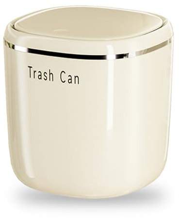 Gsrhzd Desktop-Mülleimer, Mini Süße Mülleimer, Tischmülleimer Mit Deckel, Tischabfalleimer, Papierkorb mit Deckel, für Zuhause Büro Wohnzimmer, Beige