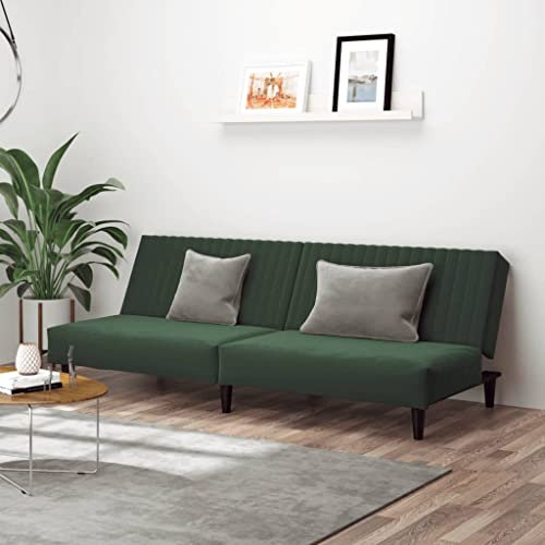 SKM Schlafsofa 2-Sitzer Dunkelgrün Samt,Möbel,Sofas,Grün,23.3KG,375928