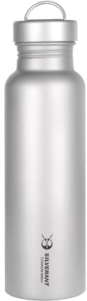 SILVERANT Titan-Wasserflasche, ultraleicht, Camping, Trinkflasche, Trinkgeschirr für Outdoor, Wandern, Bushctrft (500 ml-rund)