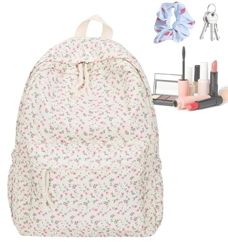 Sac à dos floral – 40 x 11 x 30 cm – Sac à dos en toile pour filles