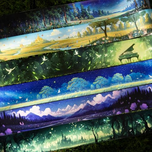 Arpaper 6 Rolls Scrapbook Washi Tape,Scrapbook Stickers Dekoratives Klebeband Wald Thema Papier Tape Für DIY Bullet Journaling,Planer,und Scrapbooking((Dance with The Forest)