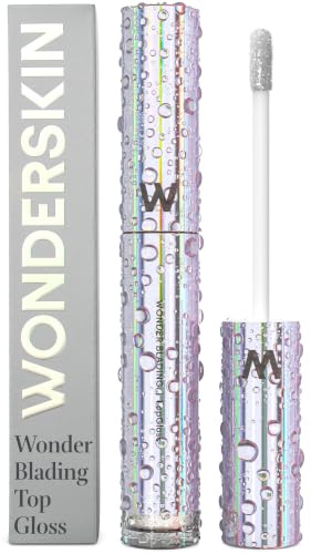 Wonderskin Wonder Blading Top Gloss - Lip Gloss, High Shine Finish, Blue Makeup For Lips (Silver Glitter)