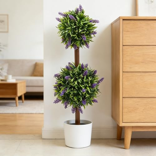 Panana Artificial Plant Set of 1 Lavender Flower Tree Decorative Faux Plants in Pot (Lavender Flower Tree, 1 Pack)