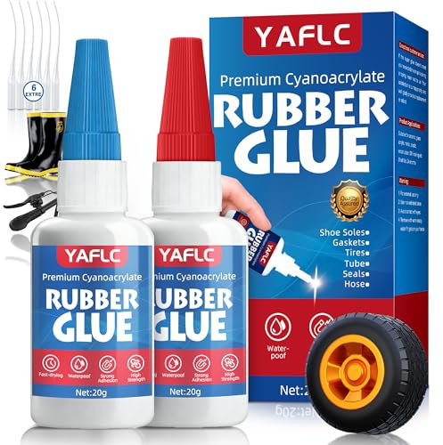 Pegamento Fuerte para Goma 40g, Transparente y de Secado Rápido Super Glue, Impermeable Pegamento Goma Extrafuerte para Neumáticos, Bandas Elásticas, Almohadillas, Cámaras