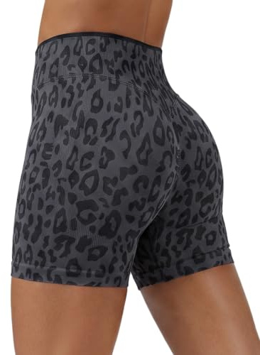 Odizli Sport Shorts Damen Kurz Leggings Sportshorts Schwarz Leo L