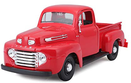 Maisto Ford F1 Pickup (1948): Modellauto im Maßstab 1:25, Türen und Heckklappe zum Öffnen, 20 cm, rot (531935)