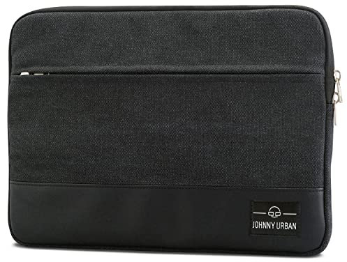 Laptophülle 15-15.6 Zoll Anthrazit-Schwarz - Johnny Urban Canvas Laptop Sleeve 15-15.6 Schutzhülle Laptoptasche Hülle Case für Dell HP ASUS Acer Lenovo UVM. - Notebook Tasche aus Baumwolle