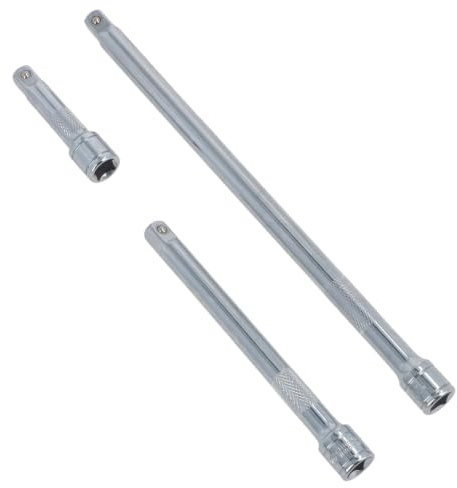 3/8 Drive Straight Socket Extension Bar Set 75mm 150mm + 250mm 3pc