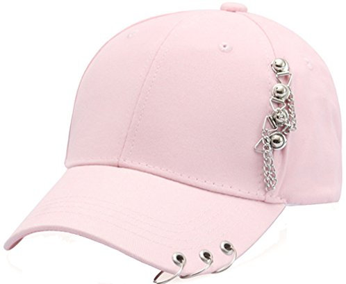 Belsen Damen Stift Ring Reifen Eisenkette Vintage Baseball Cap Trucker Hat (rosa)