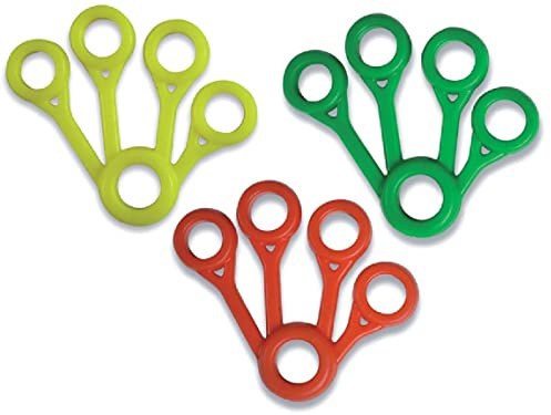 GIMA - Fingertrainer, 3-teiliges Set mit verschiedenen Widerstandsstufen, Gelb/Leicht, Grün/Mittel, Rot/Schwer