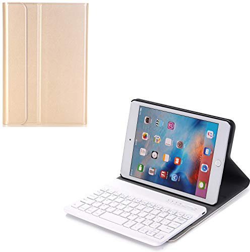 J&H - Funda con Teclado para iPad Mini 4 (Piel sintética, Teclado inalámbrico con Bluetooth para iPad Mini 4)