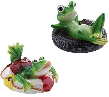 Tubayia 2 Stück Frosch Statue Wasser Schwimmende Figur für Garten Teich Pool Ornament Foto Prop Geschenk