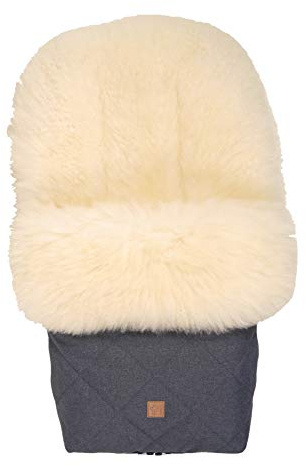 Kaiser 6545372 Lammfell Fußsack Nelly Limited Edition, Lammfell milky sand, navy melange