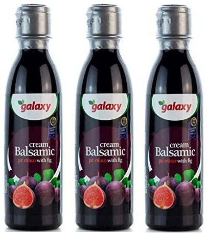 3x 250ml Essig Balsamico Creme mit Feige Galaxy Balsamicocreme dunkel Balsamessig dickflüssig Salat-Dressing Deko 3er Set + 10ml Olivenöl von Kreta zum Test