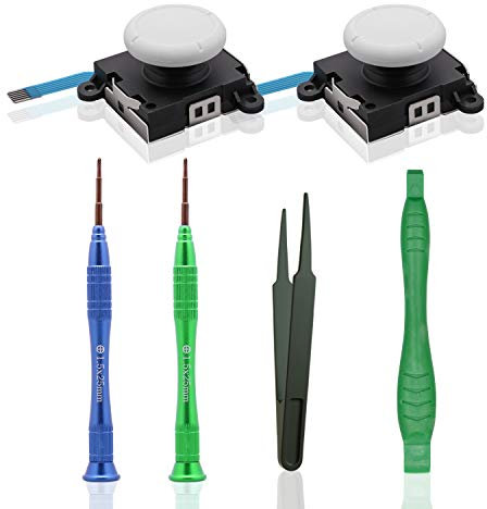 Replacement Joy Stick for Nintendo Switch lite, Joystick Replacement for Switch lite and Repair Tool Kit for Nintendo Switch lite - 2 Pack (White)