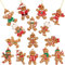 Whaline Christmas Gingerbread Ornaments Set 2 x 2.8 Ginger Man with Strings Figurine Hanging Ornaments for Xmas Tree Festive Season Holiday Party Decoration DIY Craft, 15 Pack