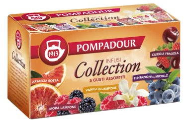 Pompadour 1913 | Collezione di Infusi in 5 Gusti Assortiti ai Saporti della Frutta - 5 x 5 Bustine di Tè (68,75 Gr)
