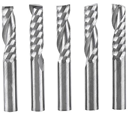 Punte per frese 5Pcs 6mm Shank Single flauto End Mills Utensile per punte trapano Carburo di tungsteno Router CNC Frese per legno Alluminio Acciaio PCB Circuiti in PVC Fibra di carbonio acrilica