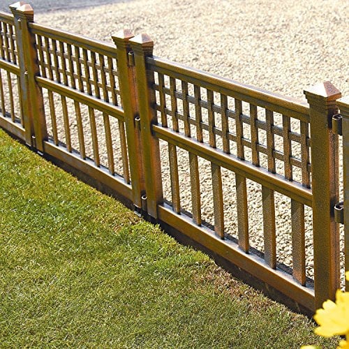 Taylor & Brown Plastic Fence Panels Garden Path Lawn Edging Plant Border Landscape Decorative Versatile Panels - Pack Of 12, Bronze