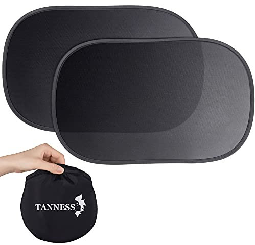 Tanness 2 Pack Window Shades for Baby | Sun Shade for UV Protection with Storage Bag | Universal Fit Accessories – Black