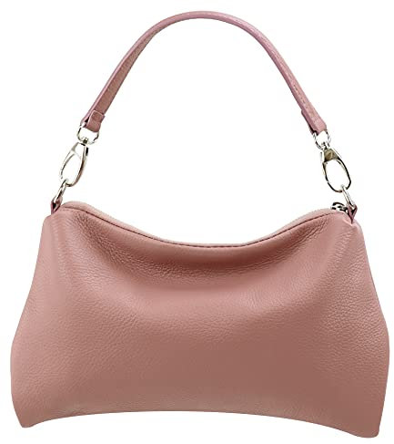 SH Leder Echtleder Umhängetasche mittelgroße schultertasche Abendtasche Clutch Crossbody Bag Messenger Handtasche mit Reißverschluss 33x20cm Lovelin G393 (Nude)