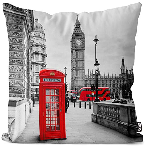 VOID London Telefonzelle England Kissenbezug Kissenhülle Sofakissen Kissen Deko Outdoor-Kissen Dekokissen, Kissen Größe:40 x 40 cm
