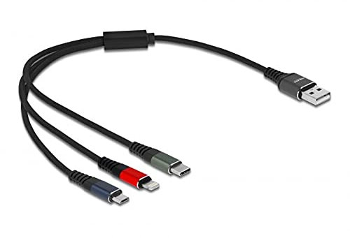 Delock USB Ladekabel 3 in 1 für Lightning/MicroUSB/Type-C 30 cm 3-farbig