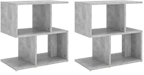 vidaXL Tables de Chevet 2 pcs, Armoires de Nuit avec Compartiments, Armoires de Lit, Meubles de Rangement, Scandinave, Gris Béton Bois d'Ingénierie
