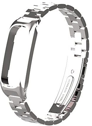 Kcdream Bracelet Compatible pour Oppo Band - Bracelet Robuste et Durable en Acier Inoxydable - Bracelet Wristband pour OPPO Band - Argent, Noir, 145-215 mm