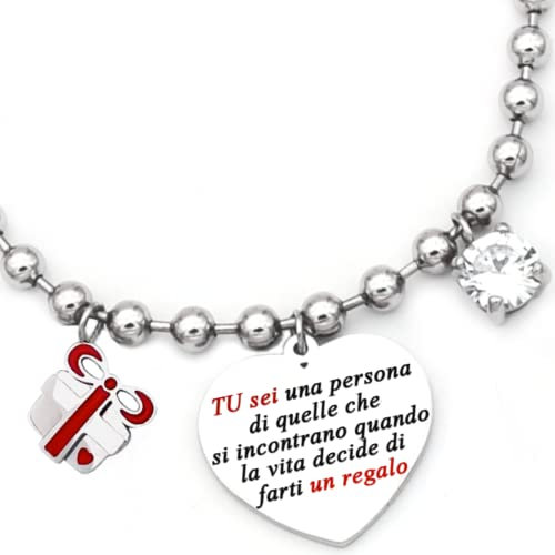 Bracciale donna, Ipoallergenico, Idee Regalo Donna Frase Specialie da regalare per Lei X Fidanzata, moglie o compagna utile e divertente Portafortuna da regalare x le feste