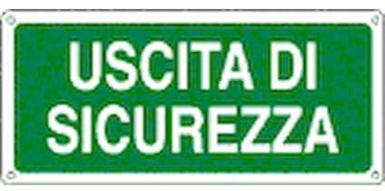 NEW CARTELLO SEGNALETICO UNI - uscita di sicurezza - Adesivo Extra Resistente, Pannello in Forex, Pannello In Alluminio (PANNELLO IN FOREX 30X12 CM)