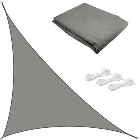 TTL Garden 3,2x3,2x4,5m Sonnensegel Dreieck rechtwinklig anthrazit - Premium Polyester 300D 160g/m² 93% Abschattung - Sonnenschutz & Wetterschutz für Garten, Balkon & Terrasse, mit 3X Schnur 1,5m