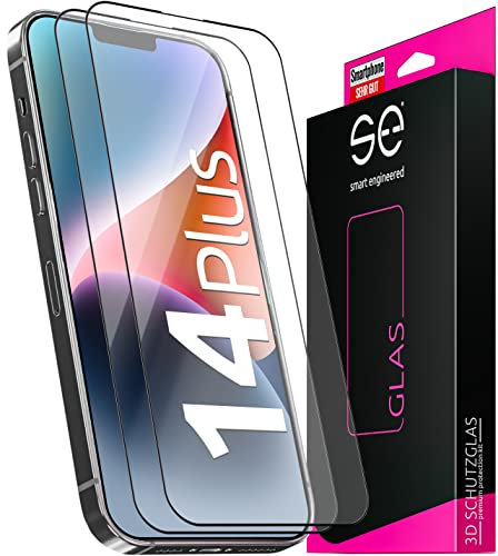 2 x se® für iPhone 14 Plus für Panzerglas - aus Deutschland 100% Passgenau mit Installationshilfe, kompatibel mit iPhone 14 Plus Schutzfolie Schutzglas, Anti- Kratzer 9H Härte HD-Klar 100% Funktion