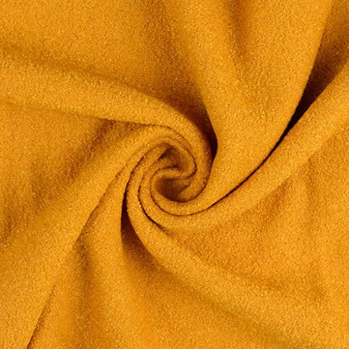 Wool Boucle-BEA-Viskose Wolle von Stofftreff Santi®-Mantel -und Kleiderstoff-ca. 142 cm breit-ca. 423 g/QM-Meterware-50 cm Schritte (Ocker-5010)