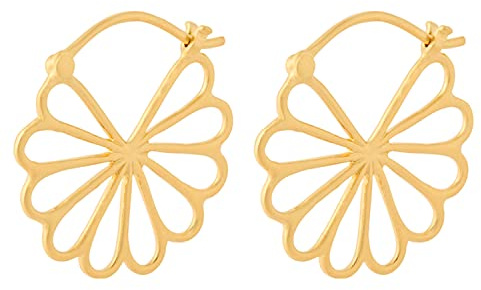 Pernille Corydon Creolen Damen Gold Bellis Earrings/Creol Ohrringe Gold Blume/florales Gänseblümchen Design - 23mm - E327g