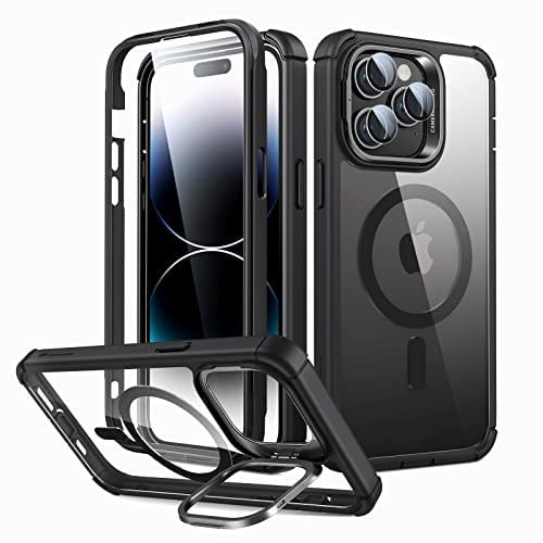 ESR for iPhone 14 Pro Max Case, MagSafe Compatible, Full Body Shockproof Case, Military-Grade Protection, Magnetic Phone Case for iPhone 14 Pro Max, Shock Armor Kickstand Case (HaloLock), Clear Black