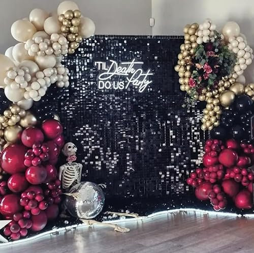 Kate Shimmer Wall Panels Pailletten Wand Schwarz 24PCS Pailletten Hintergrund Pailettenvorhang Party Panels für Partydeko