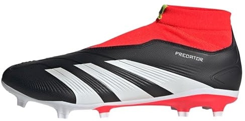 adidas Unisex Predator League Laceless Firm Ground Football Boots, Core Black/Cloud White/Solar Red, 10 UK