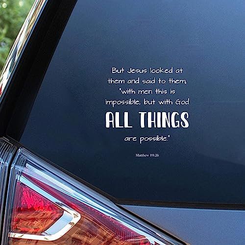 Yelolyio Vinyl-Auto-Aufkleber, Motiv: But Jesus Looked at Them and Said to Them, 38,1 cm, wasserfest, motivierende Wort-Buchstaben-Aufkleber, Autos, Laptops, Wand, Türen, Fenster,, 8chs33qy0bkg