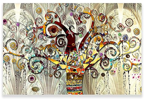 Gustav Klimt Baum des Lebens auf Leinwand, Wandkunst, Lebensbaum-Poster, Symbolik-Kunstdrucke, modernes buntes Landschaftsbild für Wohnzimmer, Schlafzimmer, Büro, Wohnzimmer, Wanddekoration, ungerahmt