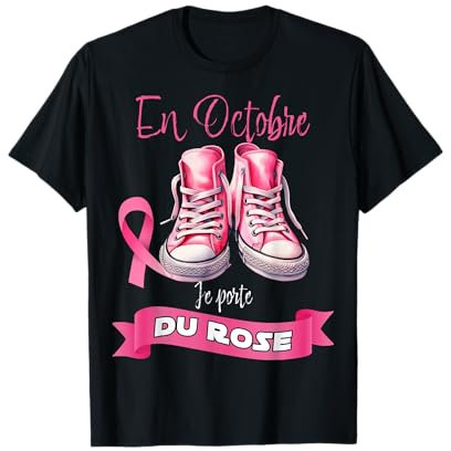 Ruban De Combat Contre Le Cancer Du Sein Octobre Basket Rose T-Shirt