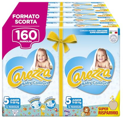 Carezza Baby Comfort Junior | Größe 5 (11-25 kg) | 160 Windeln