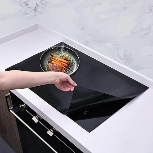 KitchenRaku Large Induction Hob Protector Mat, Silicone Induction Hob Cover- (Magnetic) Cooktop Scratch Protector for Induction Hob,Multifunctional Silicone Mats (78x52cm, Pure Black)