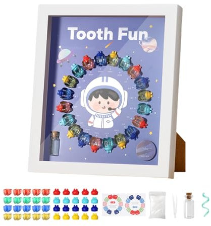 Birtern Zahnfee-Box, Erinnerungsbox für den ersten Zahn, Fairy Box Erste Zahnaufbewahrung und Präsentation, Bilderrahmen für Babyzähne und Andenken-Organizer für Kinder, Geschenk zum Baby-Geburtstag
